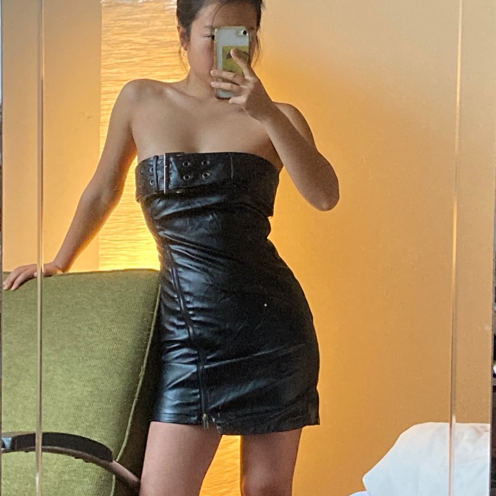 Sexy tight fitted y2k pleather mini dress
